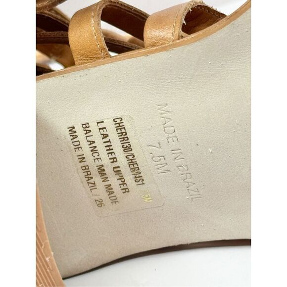Steve Madden Sandals Size 7.5‎ Tan Leather Cherri Block Heel Strappy Heels - Picture 9 of 10